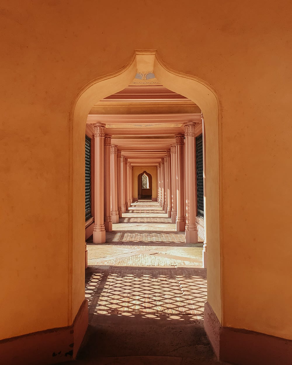 An orange perspective shot of mosque in Schwetzingen castle in Germany
